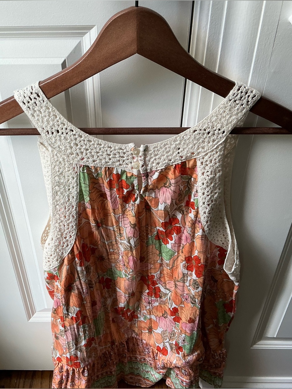 Cato Floral Crochet Tank Top Sz L Boho Sleeveless Blouse - Picture 9 of 9